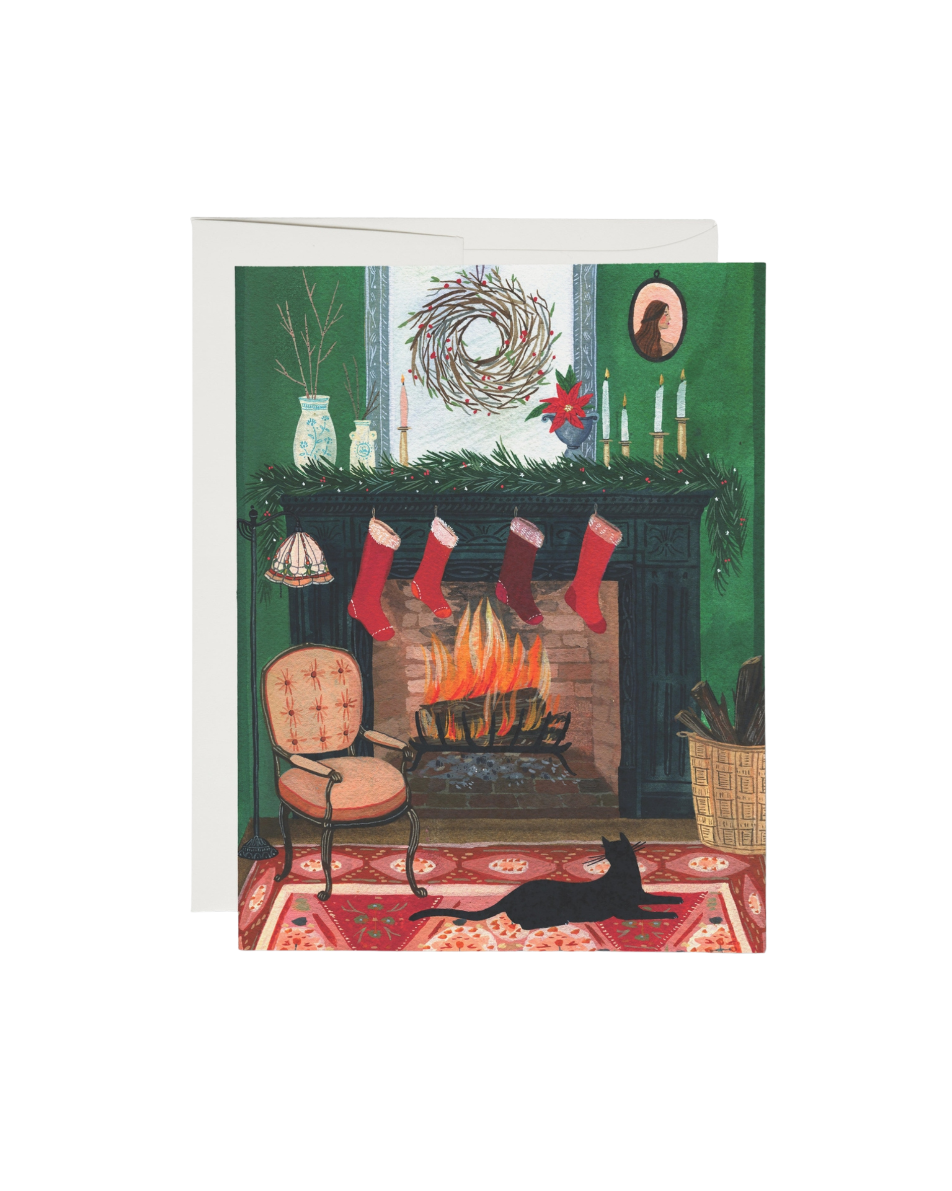 Christmas By the Fireplace Holiday Card