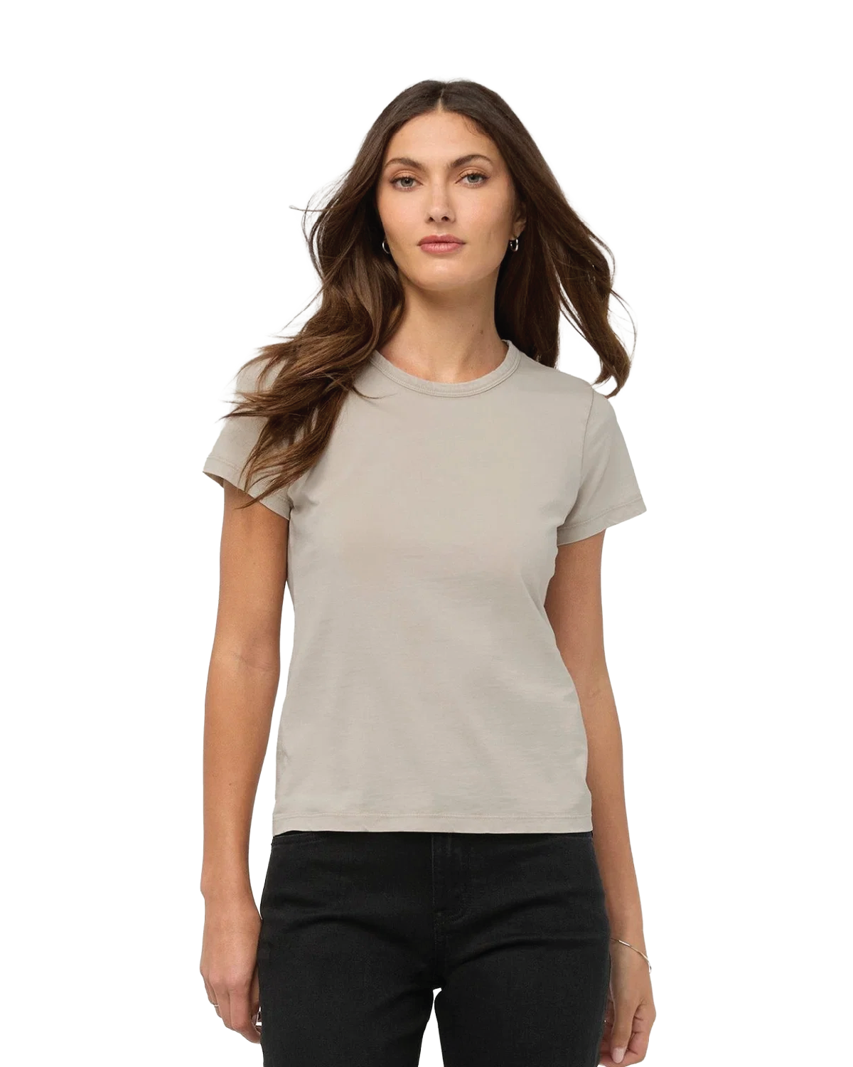 PurePima Slim Crew - Washed Stone