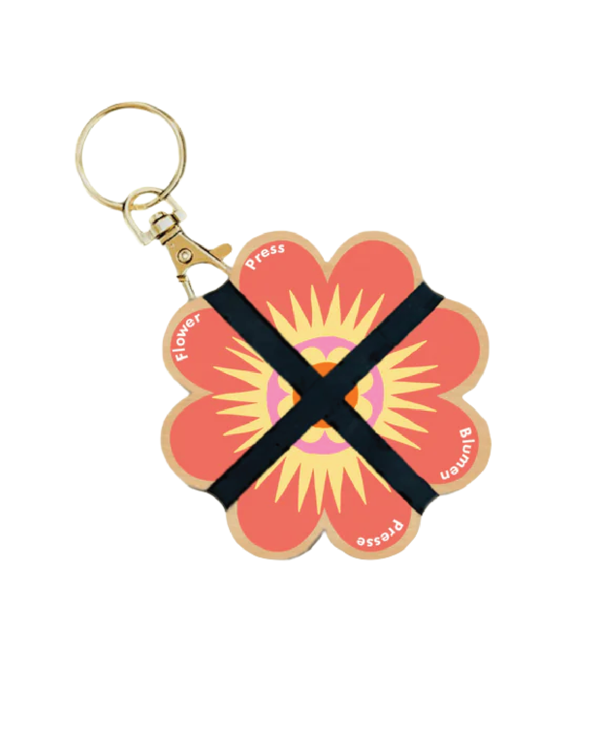 Keyring Flower Press - Oranges & Pinks