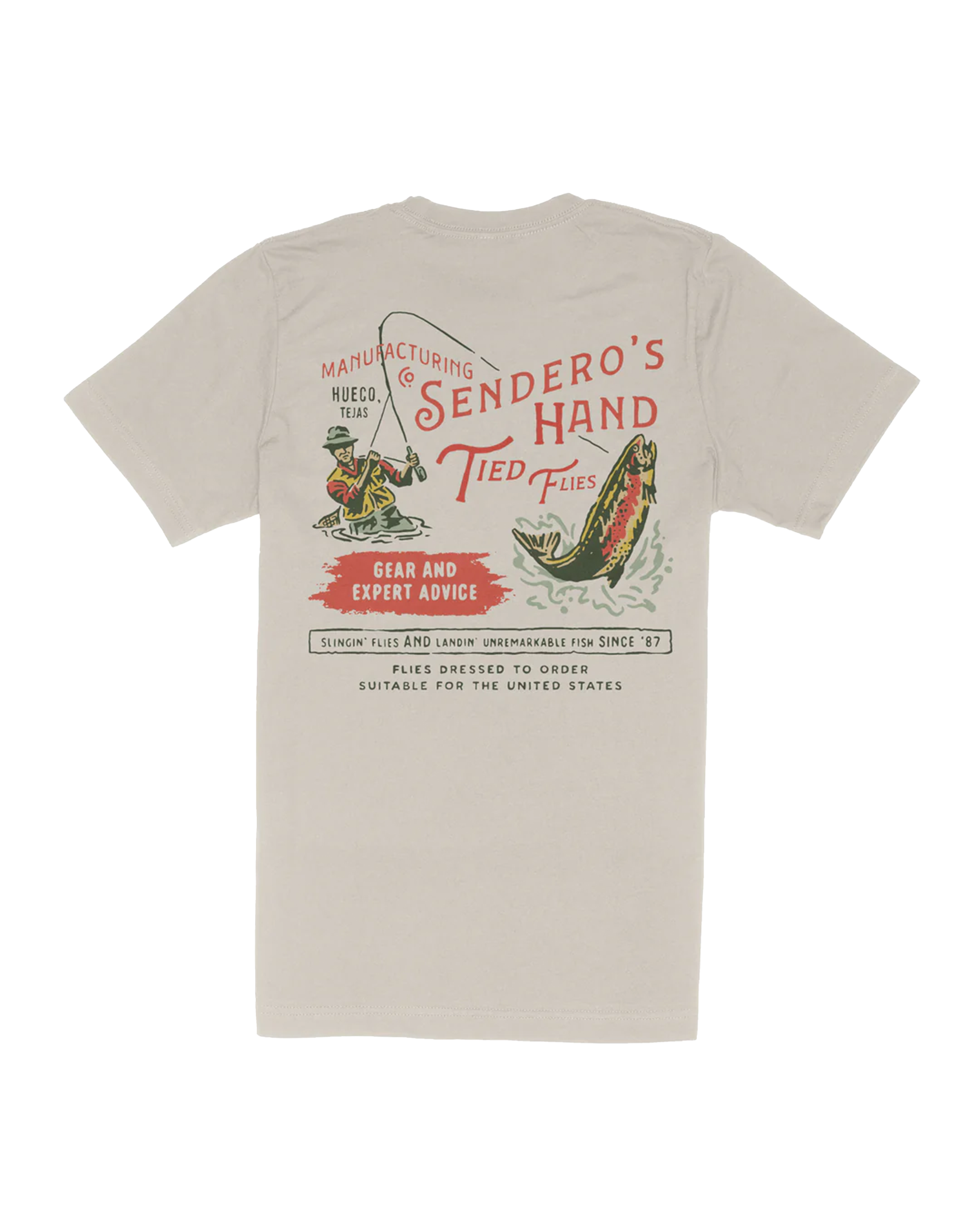 Hand Tied Flies T-Shirt - Sand