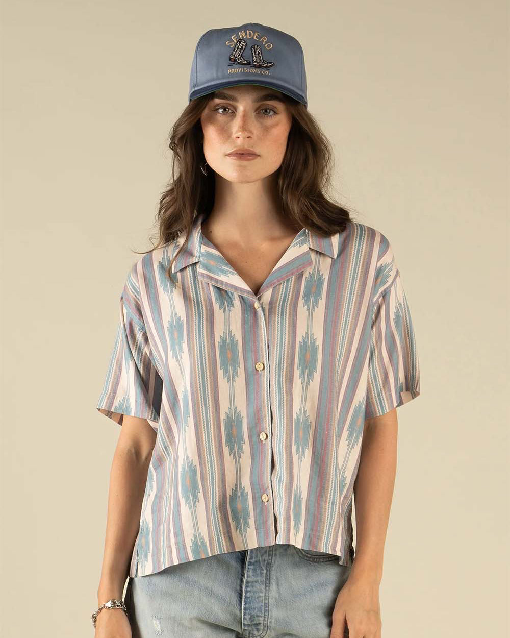 Isla Top - Tucson Stripe Faded Teal