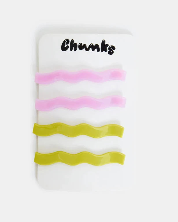 Slides in Wavy Lilac + Chartreuse