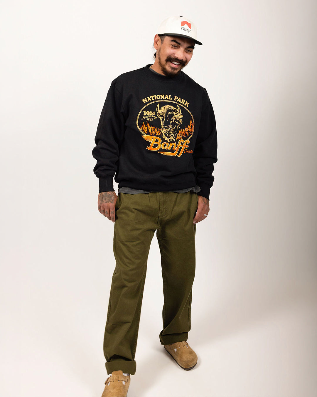 Banff Bison Vintage Crewneck - Black