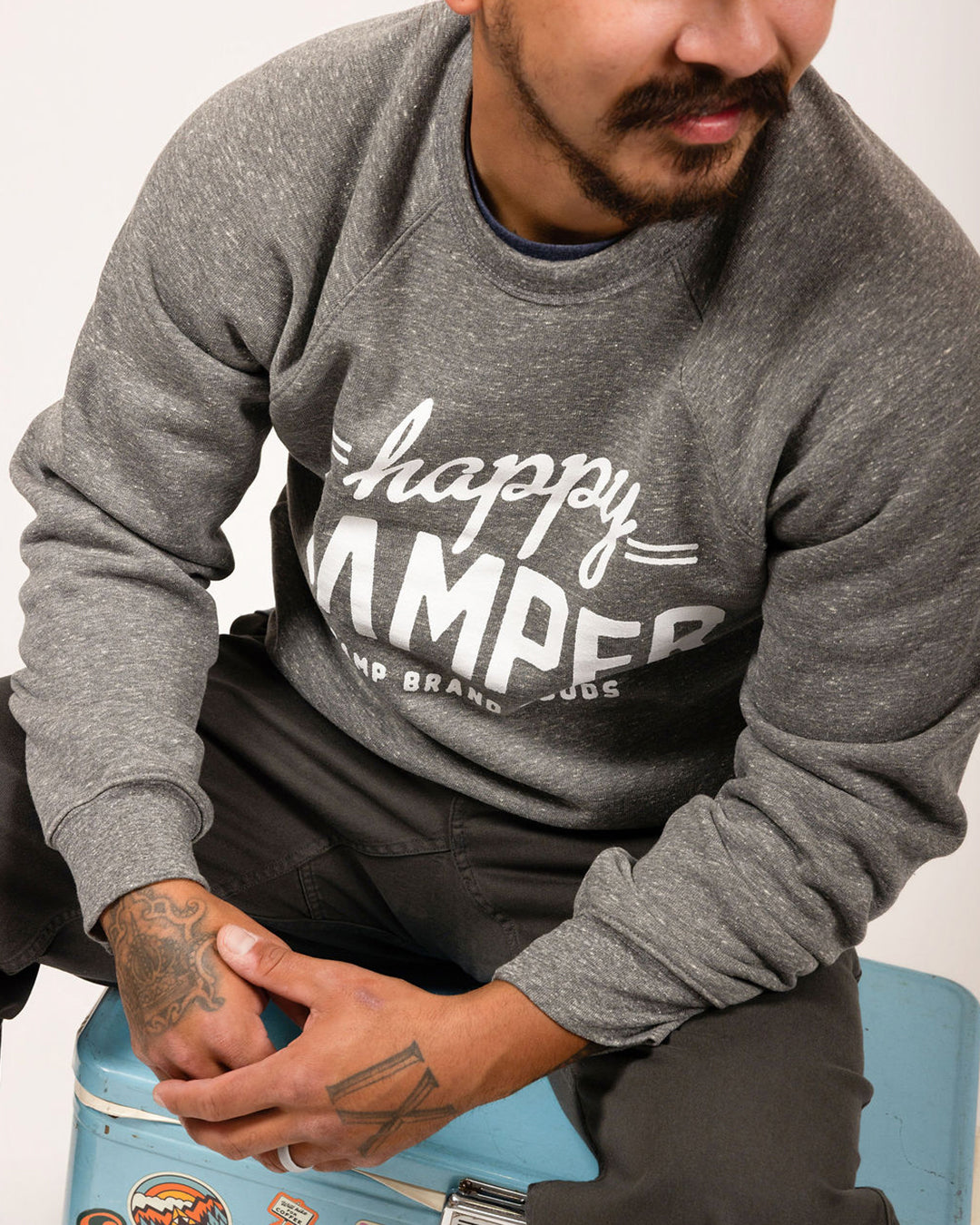 Happy Camper Original Crewneck - Heather Grey