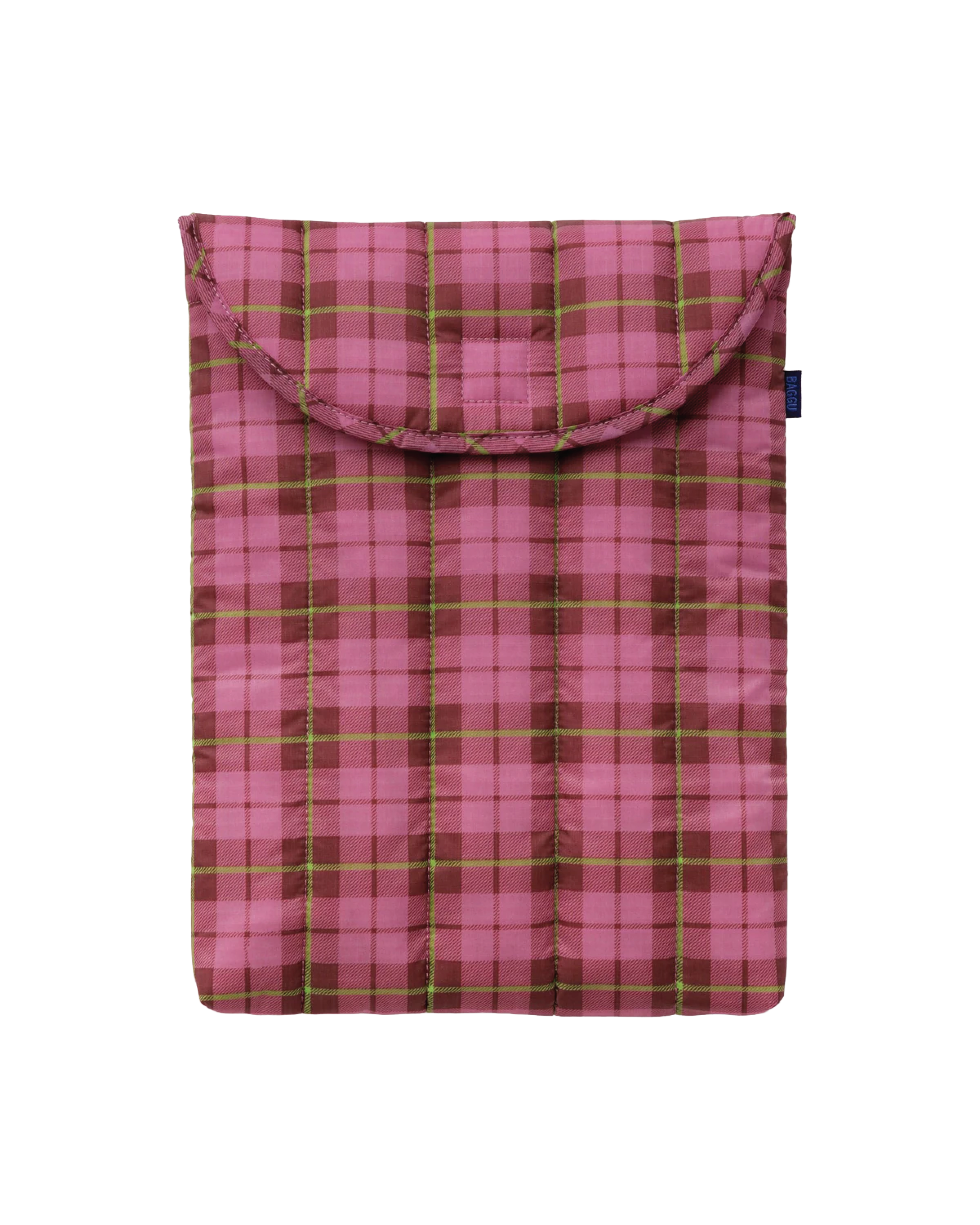 Puffy Laptop Sleeve 13/14" - Azalea Pink Tartan