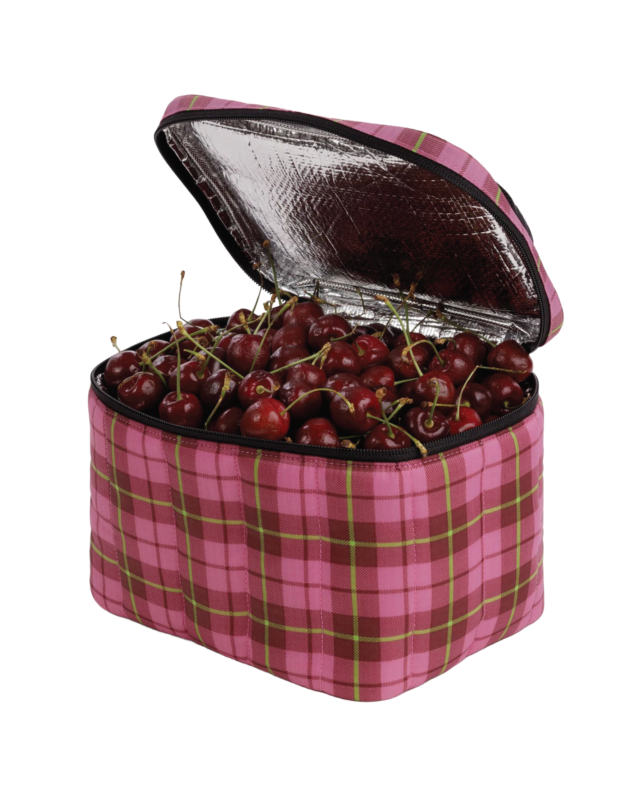 Puffy Lunch Bag - Azalea Pink Tartan