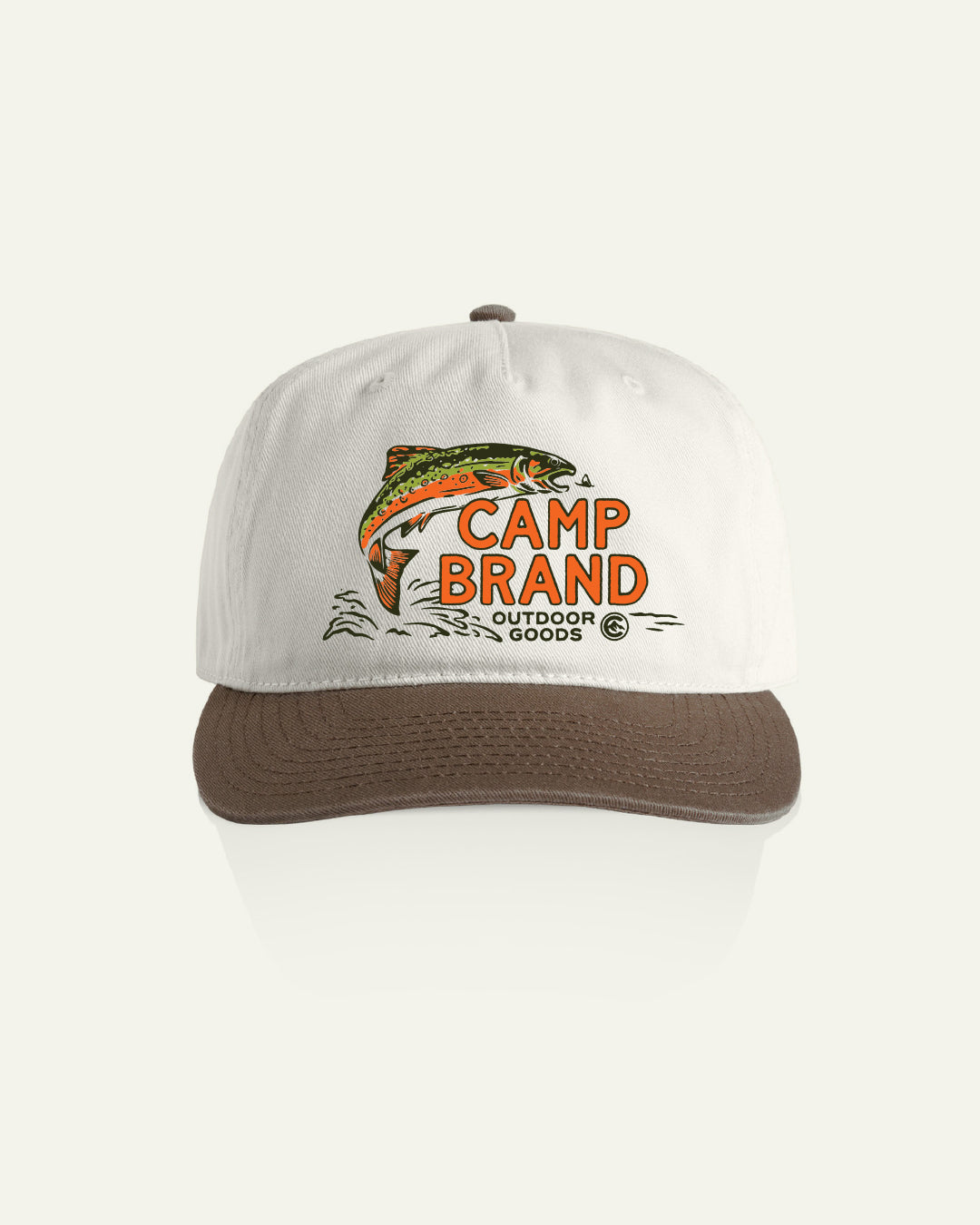 Tight Lines 5 Panel Camp Hat - Natural/Walnut