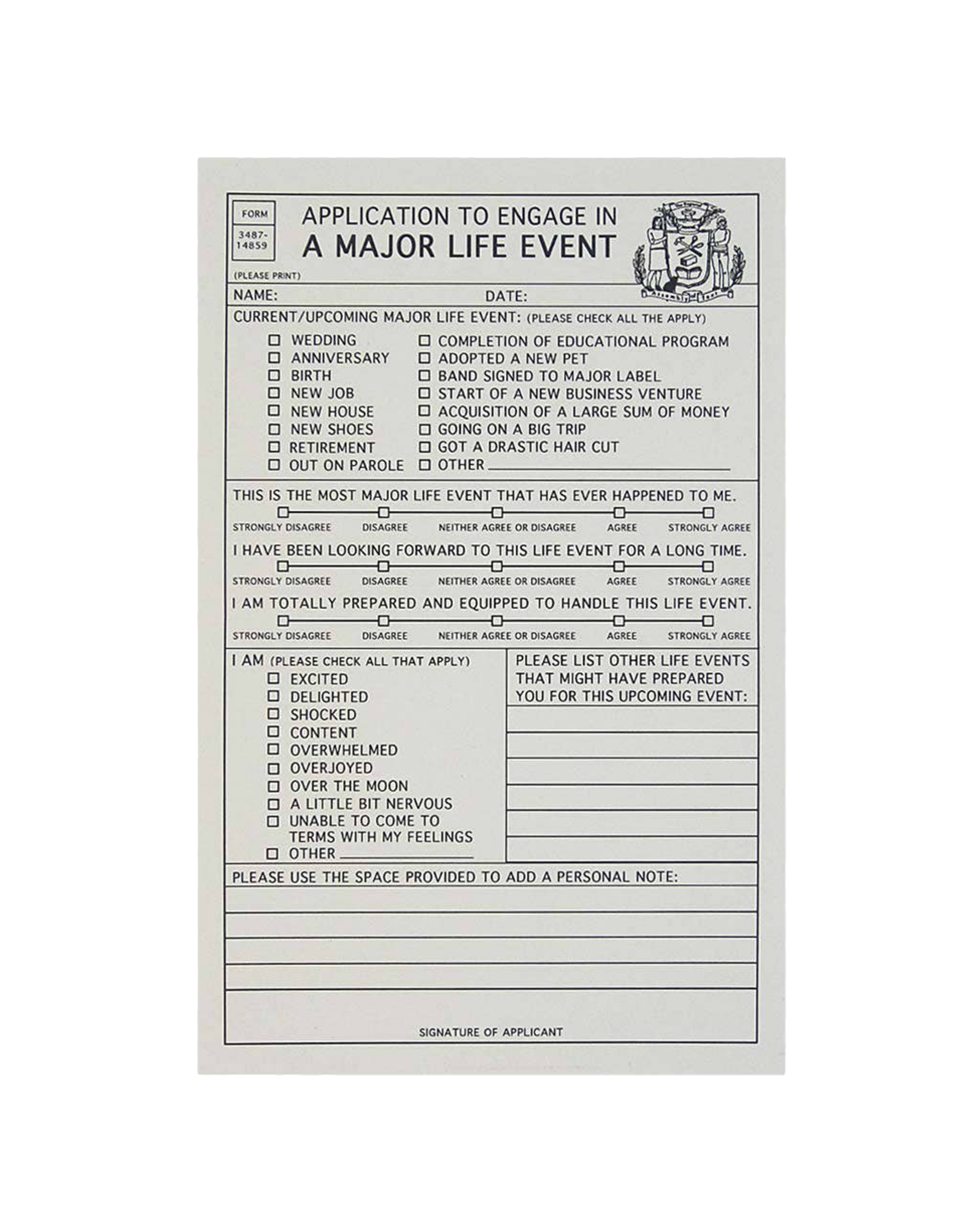Life Event Application Card