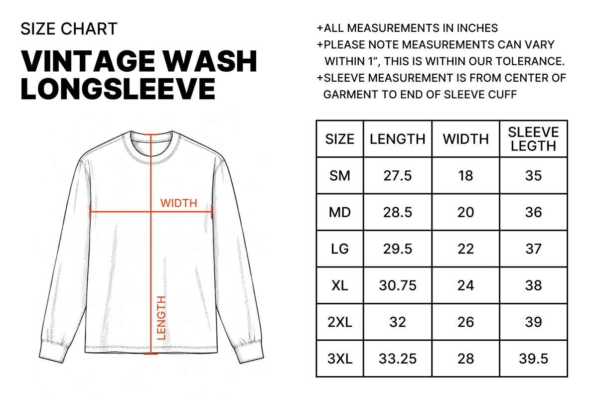 Size chart for Heritage Logo Vintage Longsleeve - Off White