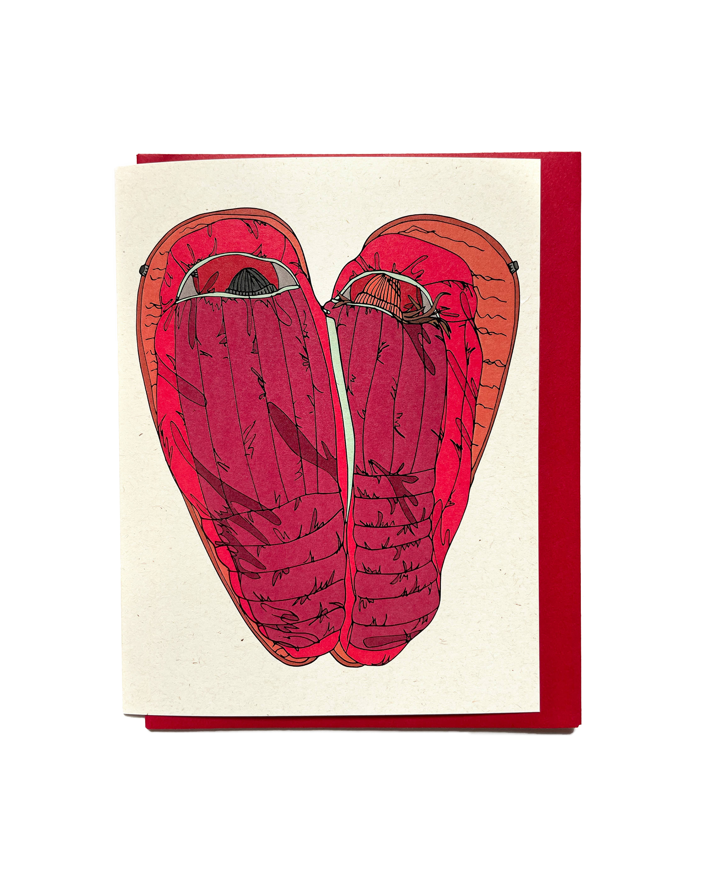 Warm Sleeping Bag Heart Card